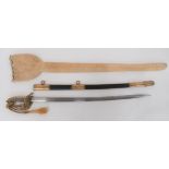 1827 Pattern Royal Navy Officer's Pipe Back Fighting Sword 29 3/4 inch, single edged, pipe back