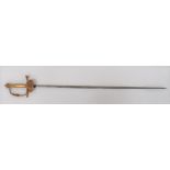 19th Century Court Sword 31 1/4 inch, double edged, narrow blade.  Etched foliage scrolls and