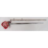 Post 1953 Queens Own Highlanders Broadsword 32 inch, double edged blade with narrow central fuller