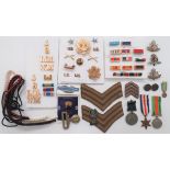 Varied Selection of Badges including bi-metal North Stafford cap badge ... Pair braid Sergeant