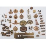 Small Selection of Corps and Rank Badges cap badges include brass, KC Royal Engineers ... Bi-