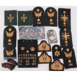 Small Selection of Royal Navy and Marine Badges including 3 x bullion embroidery, QC RN Officer