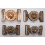 Two Victorian Officer Levee Belt Buckles consisting silvered and gilt, two piece buckle with