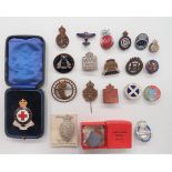 Home Front Lapel Badges including silvered and enamel, KC Civil Nursing Reserve in box ... Gilt