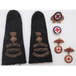 Scottish Red Cross Badges consisting pair of bullion embroidery Scottish Red Cross Headquarters high