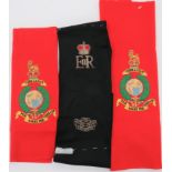 Royal Marines Post 1953 Embroidery Sash Overlay manufacturer's sample. Scarlet cloth overlay with