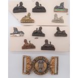 Dorsetshire Regiment Buckle and Collar Badges silvered and gilt Officer pattern buckle. Acanthus