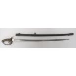 1822/1845 Pattern infantry Officer's Sword 32 1/4 inch, single edged, slightly curved blade with