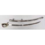French Waterloo Period 1814 Napoleonic Light Cavalry Sword. plain, single edged, curved, 34 inch