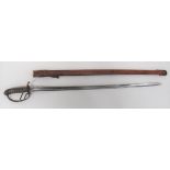 Victorian Royal Artillery Officer's Sword 35 inch, single edged blade with large fuller.  Etched