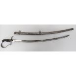 Model 1837 Austrian Cavalry Officer's Sword 33 inch, single edged, curved blade with wide fuller.