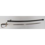 Third Reich German Officer's Sword 32 3/4 inch, single edged, slightly curved, narrow blade with