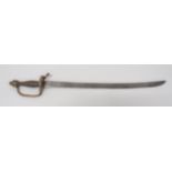 Mid 18th Century Continental Short Sword 23 1/4 inch, single edged, slightly curved blade. Forte