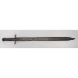 Early 20th Century Sudanese Sword 25 inch, double edged, spear point blade.  Etched geometric