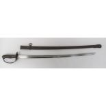 Model 1899 Type 32 Japanese Cavalry Sword 30 1/4 inch, single edged, slightly curved blade with