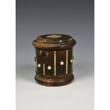 *** WITHDRAWN *** An Anglo - Indian cylindrical hardwood and bone tea caddy probably late 19th or