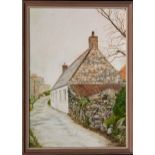 Gail Ward (20th century), 'A Perelle Lane' oil on canvas board, signed lower right, inscribed verso