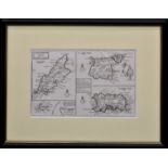 Herman Moll, four part map of The Isle of Man, Garnsey, Alderney and Jersey, copper engraving,