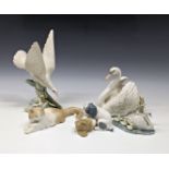 Five Lladro and Nao figures to include Lladro Swan - Follow Me, 5722, Swan With Wings Spread,