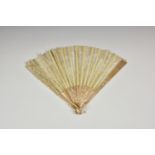 A 19th century French lace fan a/f condition, with mother of pearl and bone sticks and mother of