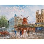 After Caroline C. Burnett (American, 1877-1950) Moulin Rouge, Paris oil on canvas laid on board,