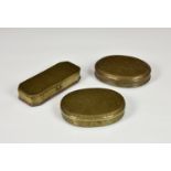 Three 19th century Dutch snuff boxes the first of rectangular form with clipped corners,