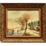 Topman (20th century)Figures in winter landscapes a pair, oil on panel, one signed 7½ x 9¼in. (19