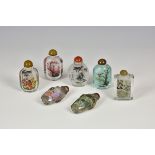 A collection of seven modern Chinese interior and painted glass snuff bottles of various forms