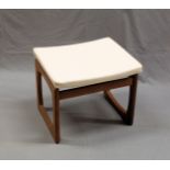 A vintage G-Plan teak and cream leather dressing table stool from the Quadrille range mid 1960s