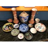 A collection of Chinese & Japanese ceramics, including a pair of Kutani vases, 13¼in. (33.5cm.)