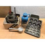 A collection of vintage kitchenalia, to include a enamel chamberstick, etc etc. (qty)