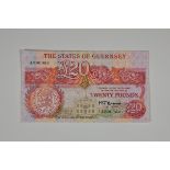 BRITISH BANKNOTE - The States of Guernsey Twenty Pounds c.1980, Signatory M. J. Brown, low serial