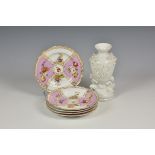 A set of six Dresden style decorated Meissen tea plates the six plates painted in a Dresden style