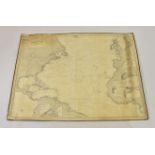 An antique large format blueback nautical chart of North Atlantic Ocean, pub. Chas Wilson, 1849,