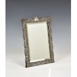 A Victorian silver mounted rectangular easel back dressing table mirror Birmingham, 1896,