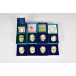 A collection of boxed Halcyon Days / Bilston & Battersea enamels comprising - 1973, 1978, 1980, 1983