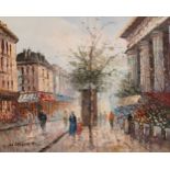 W. Greene (late 20th century), Parisian Street Scene Oil on canvas laid on board, signed "W. Greene"