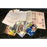 A collection of sport related autographs and stamps, mainly football, autographs - Teddy Sheringham;