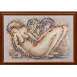 After Caroline C. Burnett (American, 1877-1950) Three Female Nudes oil on canvas laid on board,