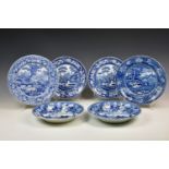 A collection of 19th century blue and white transferware including a pair of Middlesbrough Pottery '