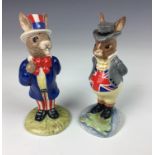 Royal Doulton bunnykins figures - John Bull (DB 134) Uncle Sam (DB 50)4 3/8in. (11cm.) high. (2)