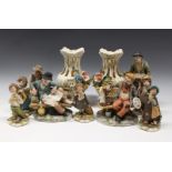 A collection of Capodimonte figurines etc.comprising fisherman; Jewellery; Tramps on bench etc. (