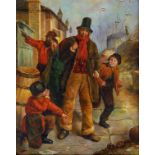 L. Lynn (late 20th century, ), Dockside Scene with Children oil on panel, signed "L. Lynn"