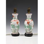 A pair of Chinese porcelain table lamps