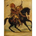 Continental, late 20th century Native American on Horseback oil on canvas, unsigned 9½ x 7½in.
