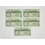 BRITISH BANKNOTES - The States of Guernsey - Z replacement One Pound consecutive five c.1991,