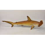 Taxidermy - A large Hammerhead Shark (Sphyrnidae) having fibreglass mounts etc, 83½in. (212cm.)