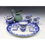 A collection of 19th & 20th century blue and white transfer ware china