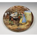 A large hand painted relief moulded Burleigh Ware charger - 5564 Gretna Green15 3/8in. (39cm.)