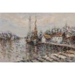 K. Watts (late 20th century), Harbour Scene oil on canvas laid on board, signed "K. Watts"